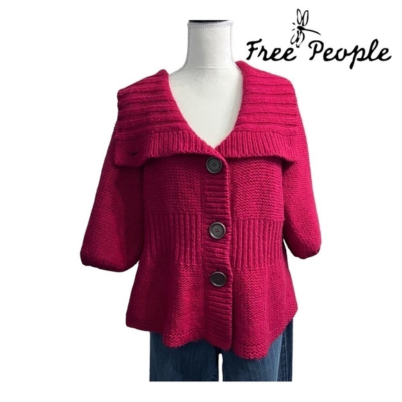 Free People Wool Blend Cardigan Sweater, Size Large - Picture 11 of 11
